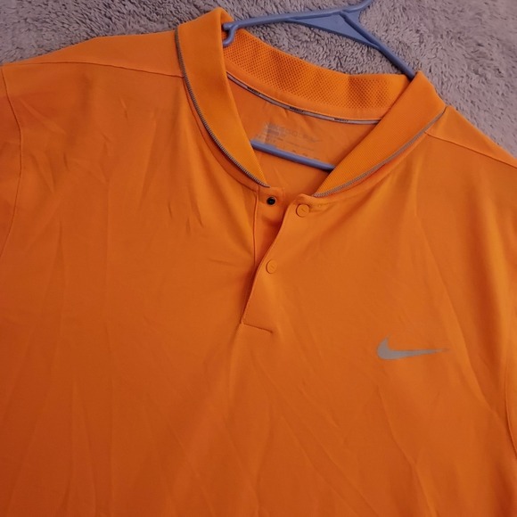 Nike Polo Shirt Mens 2XL XXL MM Fly Shawl Collar Blade Orange Pique Golf Snap - Picture 1 of 12